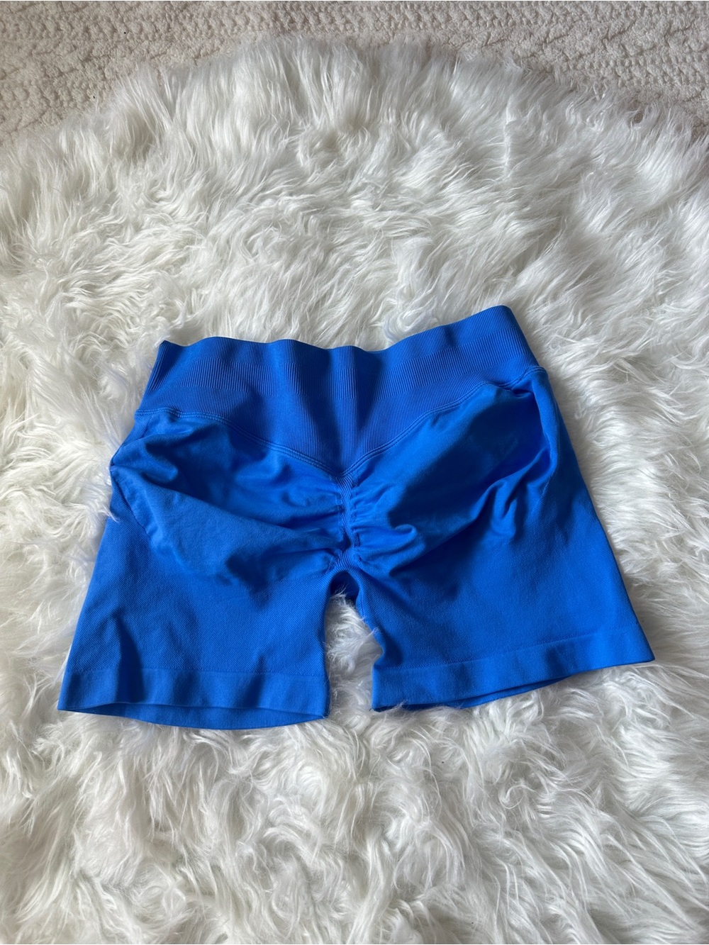 Blue Women's High-Waist Seamless Bike Shorts